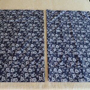 South Point Queen Size Navy & White Floral Pillowcase Pair